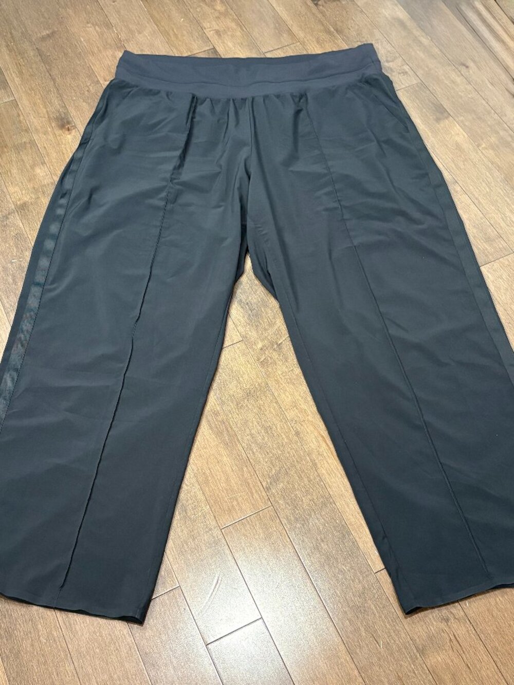 Athleta Nolita Wide Leg Commuter Trousers, Black Tuxedo Stripe, Plus Size 20